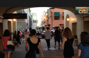 Evening music in a new public space in Palo Alto created from reworked alleys and new construction.